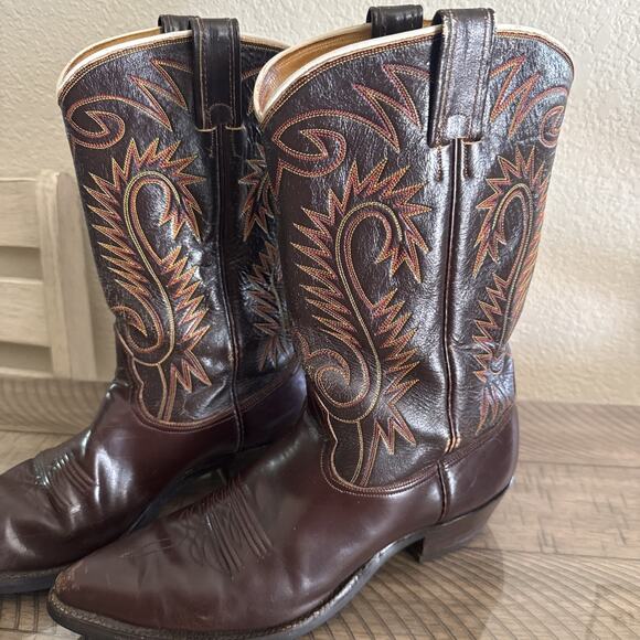 Vintage Exotic Nocona Men\'s Cowboy Boots Size 14 E Made In USA Brown Rare main image 11